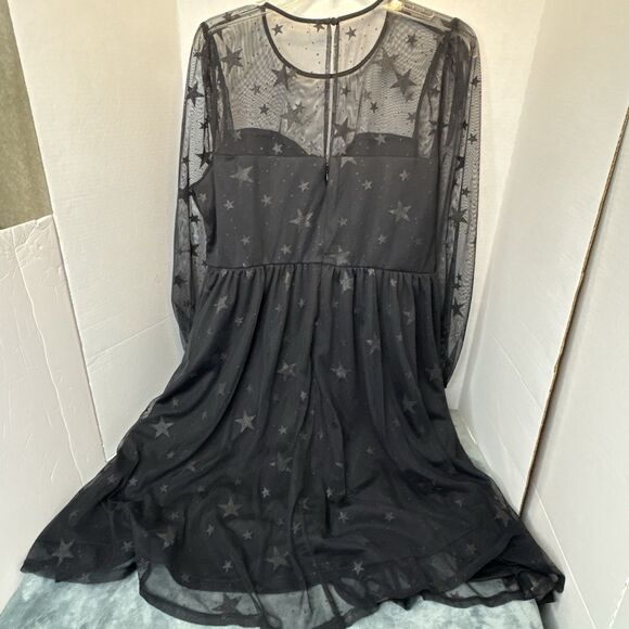 At The Knee Star Mesh Skater Dress Torrid Plus Size 12 Mystical Punk - Picture 4 of 11